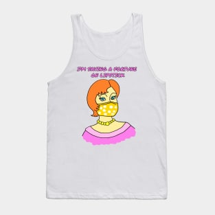 Lipstick Mask Wearing Woman Tank Top